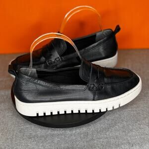 Vionic Uptown Black Leather Loafer Platform Flat Size 6 EU 36